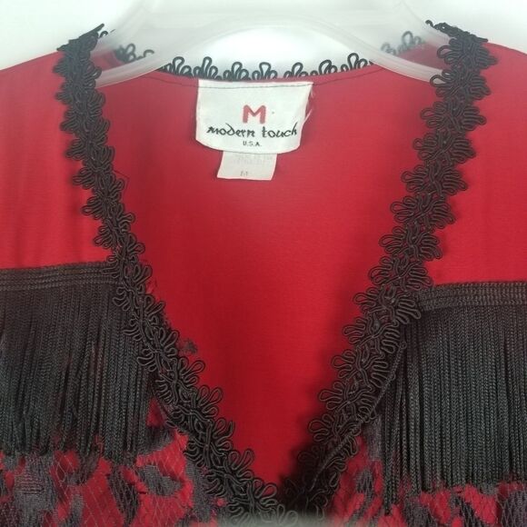 Cute Black and Red Top/Jacket with Fringe. SIZE M - Picture 2 of 11